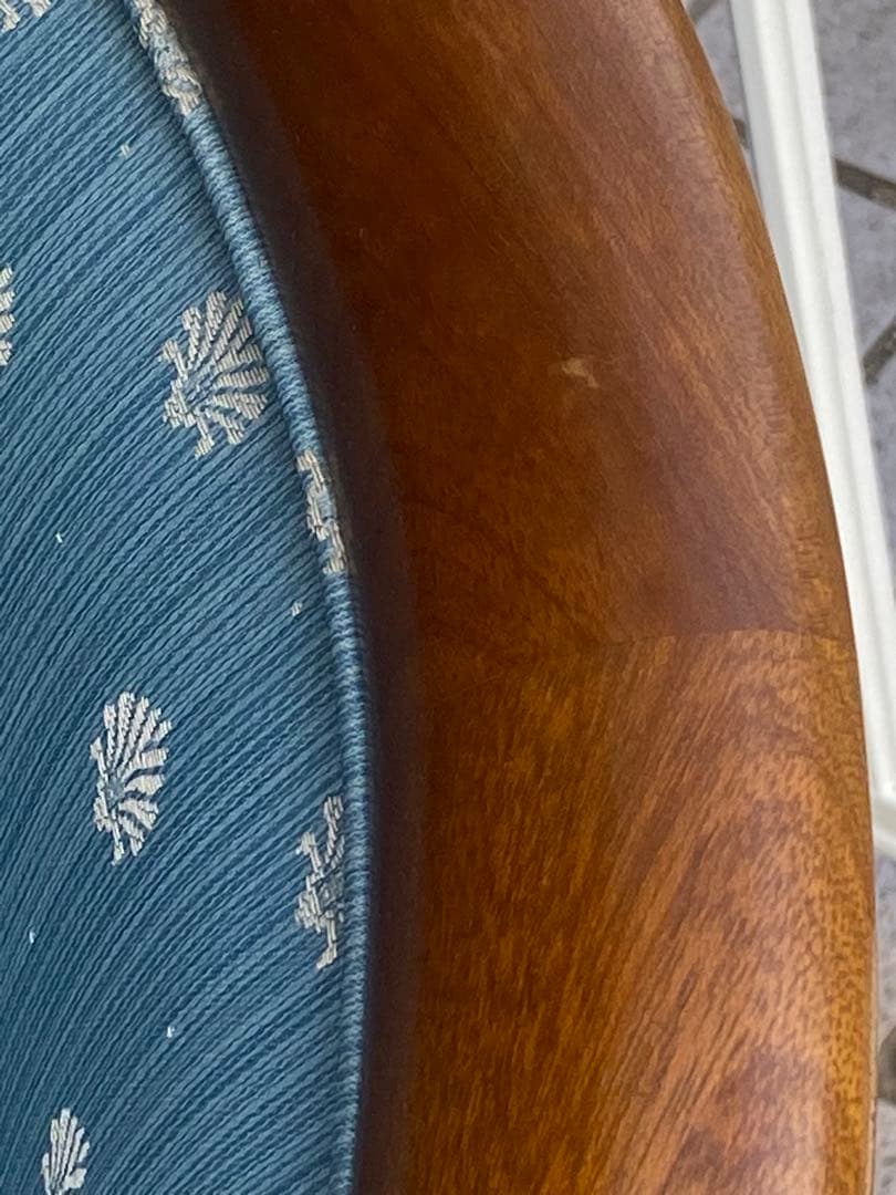 猫脚 ヴィンテージ♦️高級 シングルソファ♦️ダマスク柄♦️上品なくすみブルー♦️送料込