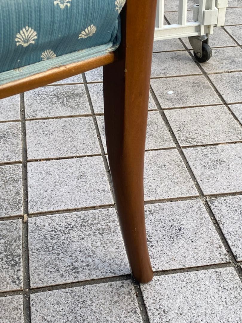 猫脚 ヴィンテージ♦️高級 シングルソファ♦️ダマスク柄♦️上品なくすみブルー♦️送料込