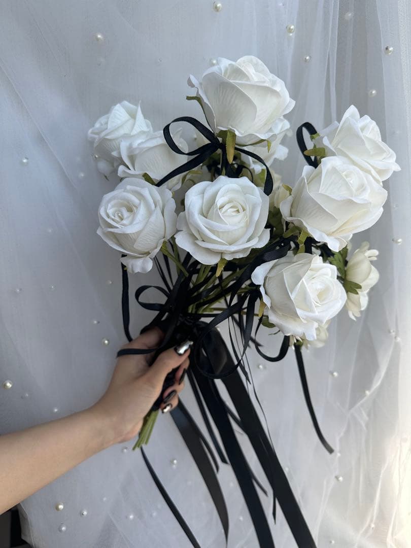 ブートニアセット☆ホワイトローズブーケ