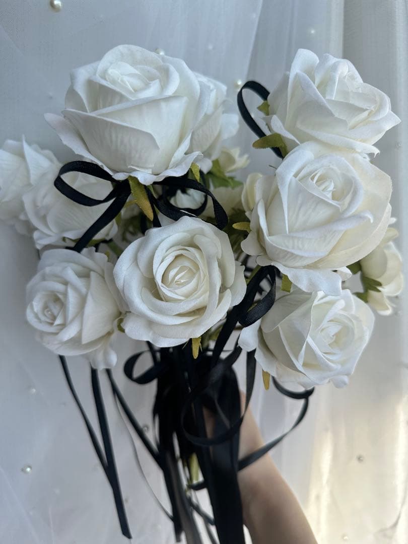 ブートニアセット☆ホワイトローズブーケ