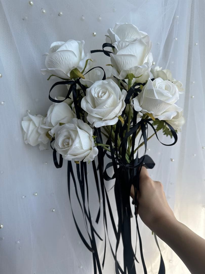 ブートニアセット☆ホワイトローズブーケ