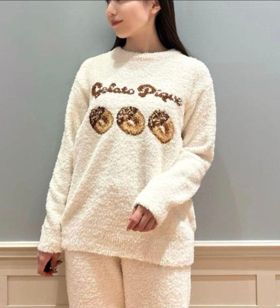 【新品タグ付き】ジェラートピケ ドーナツ柄プルオーバー+ロングパンツセット