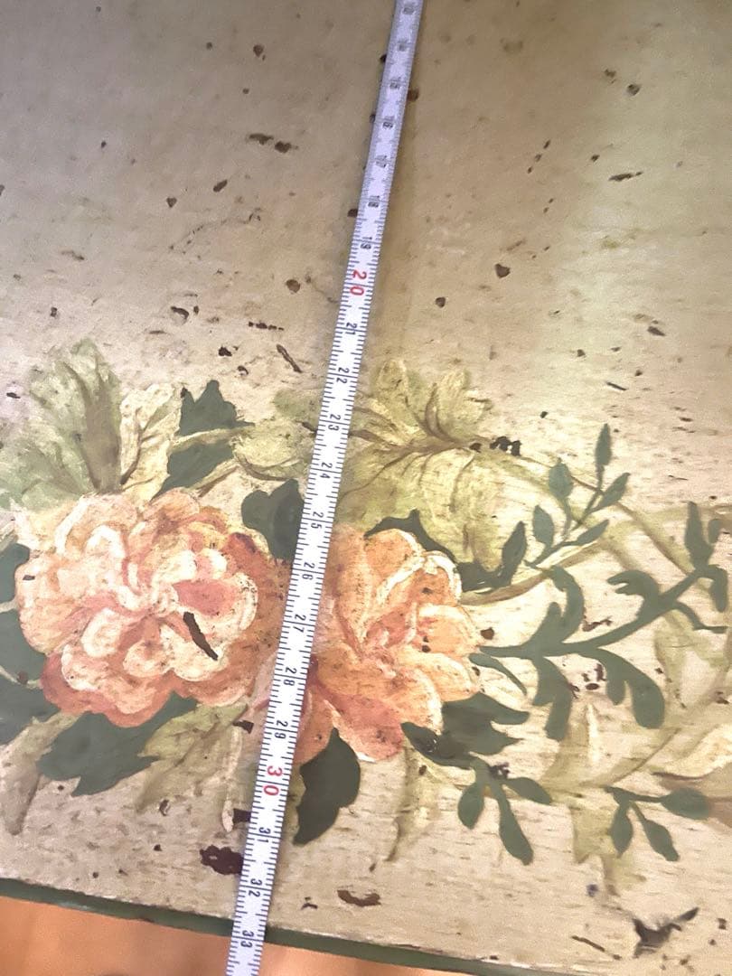 アンティーク　サイドテーブル　お花柄　ペイント