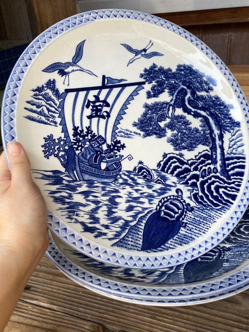 祝い皿　大皿　中皿　セット商品　中華料理　刺身皿　宝船　鳳凰　鶴　亀　縁起物