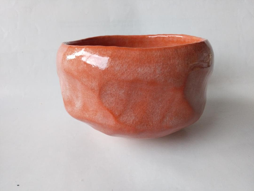 楽焼 三代 佐々木松楽 作 赤茶碗 赤楽茶碗 共箱 共布 栞 茶道具 茶碗 新品