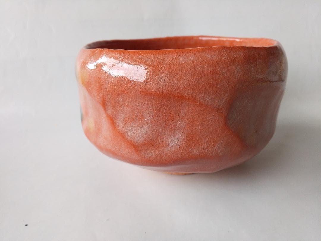 楽焼 三代 佐々木松楽 作 赤茶碗 赤楽茶碗 共箱 共布 栞 茶道具 茶碗 新品