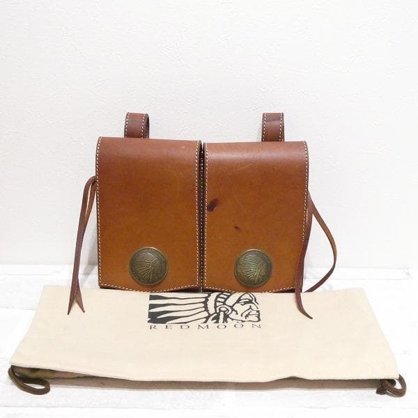 RED MOON レッドムーン 2連 メディスンバック 本革 レザー ブラウン