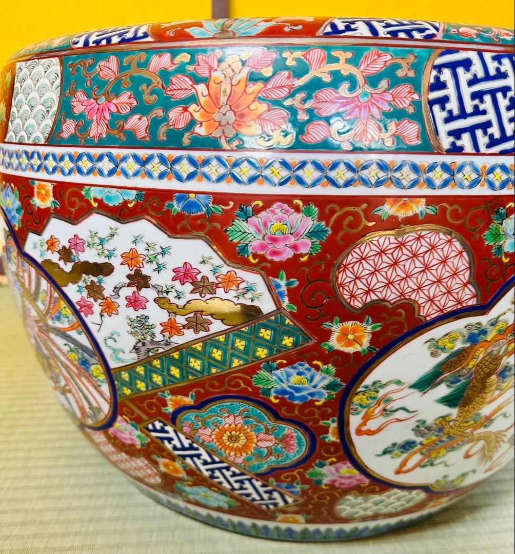 【極美品】龍と鳳凰 大型陶器火鉢　縁起物　美術品級