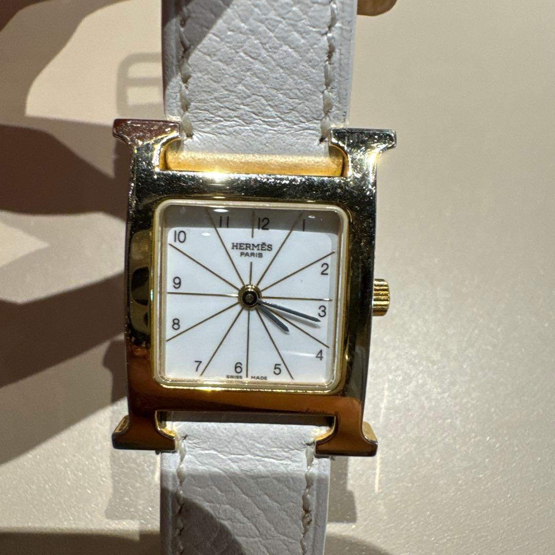 HERMES ホワイトレザー 腕時計