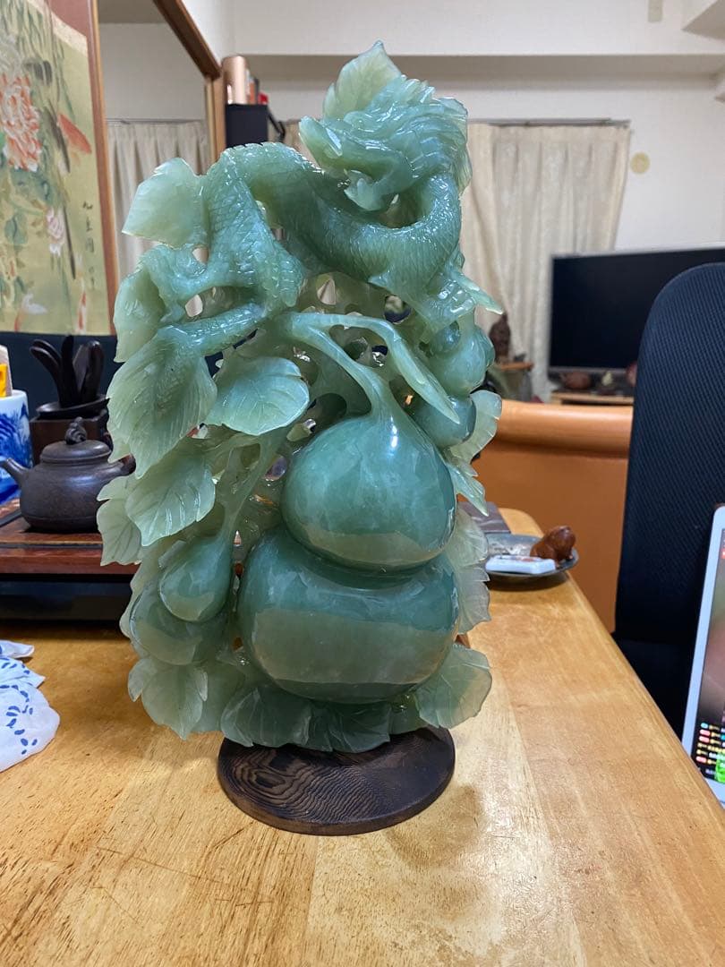 和田玉 和田碧玉 中国美術 龍と瓢箪 天然石