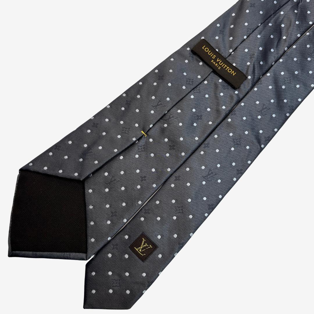LOUIS VUITTON シルクネクタイ モノグラム ドット柄 グレー
