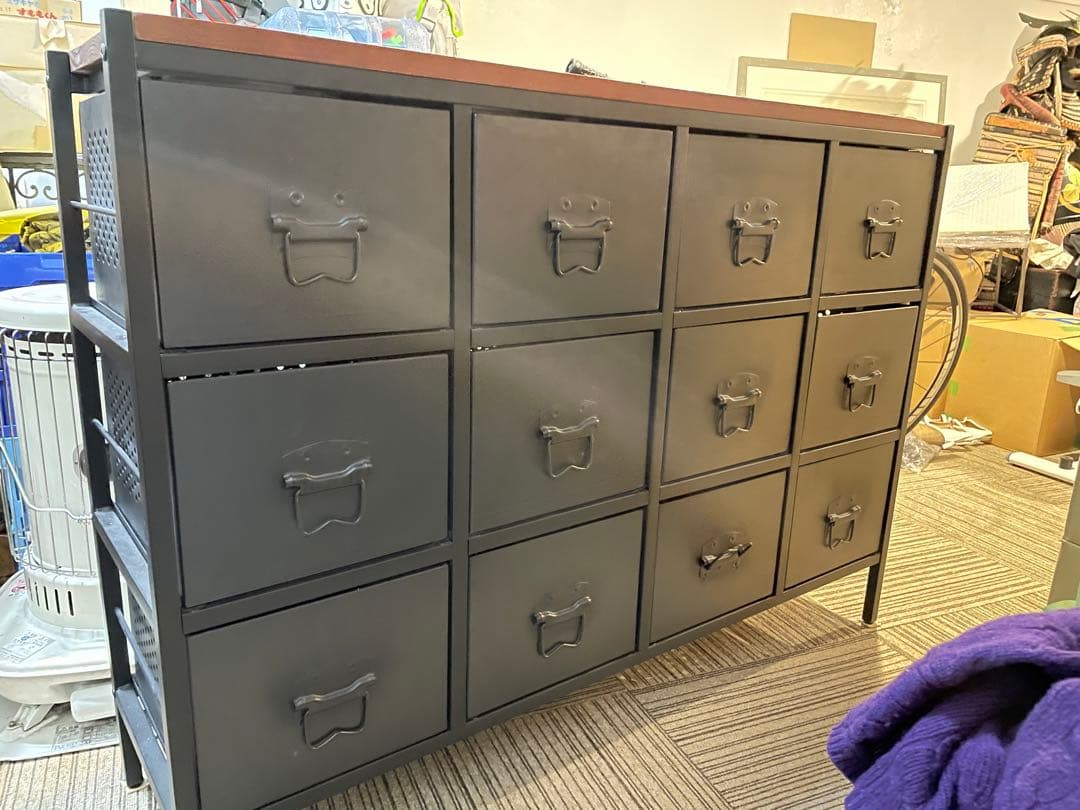 インダストリアル系 アイアン ドロワーシェルフ