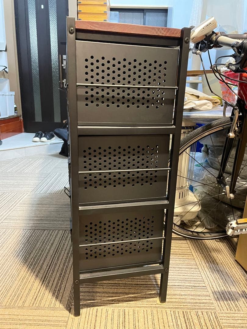 インダストリアル系 アイアン ドロワーシェルフ