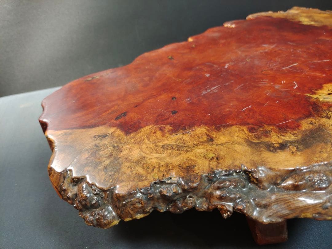 一枚板のテーブル 花梨 瘤 玉杢 葡萄杢 茶台 花台 盆栽台 飾台 無垢 和室