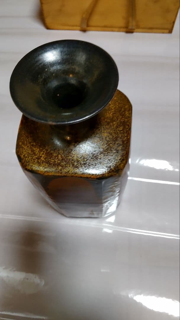 瀧口喜兵爾 織部 四方皿，信楽焼明山作花瓶耳付、古瀬戸焼森脇文直作花瓶3点セット