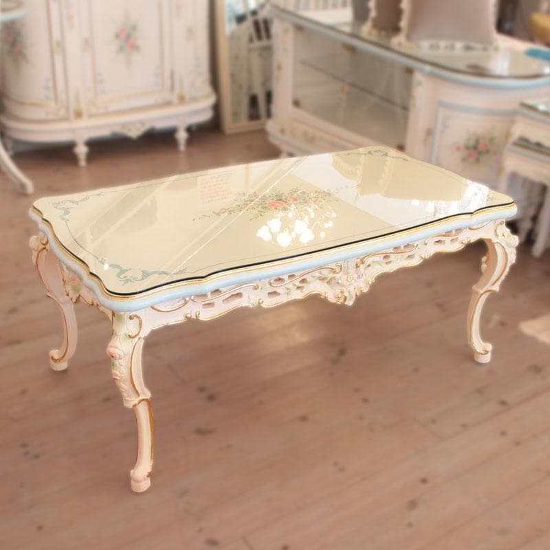 センターテーブル 120cm ロココ調 サイドテーブル 白家具 630-279