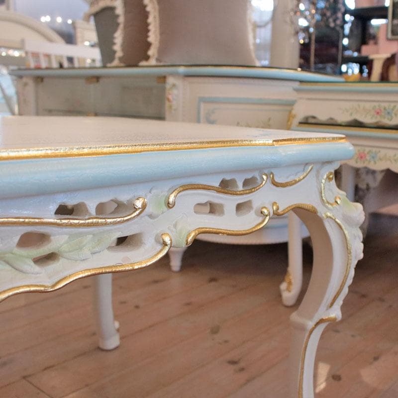 センターテーブル 120cm ロココ調 サイドテーブル 白家具 630-279