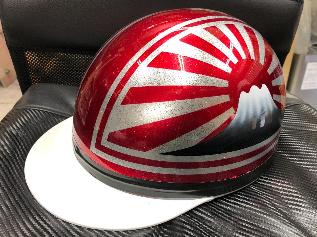 コルク半　カスタム　富士日章　三つボタン　キャンディレッドラメ　高級クリヤ