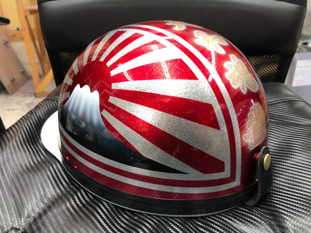 コルク半　カスタム　富士日章　三つボタン　キャンディレッドラメ　高級クリヤ