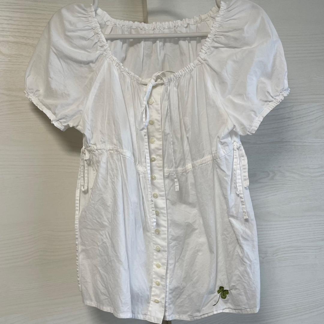 PINK HOUSE　ピンクハウス　ショートスリーブブラウス 四つ葉のクローバー