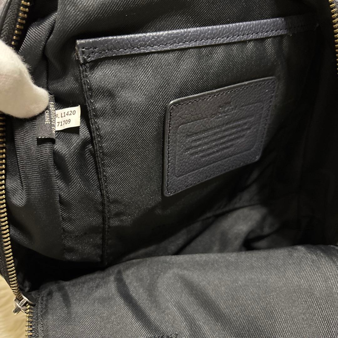 【コーチ】ボディバッグ ショルダーバッグレザー 本革 シボ革 ネイビー ブラック