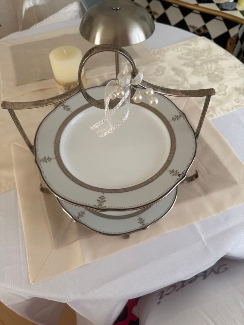 シルバー2段ケーキスタンド