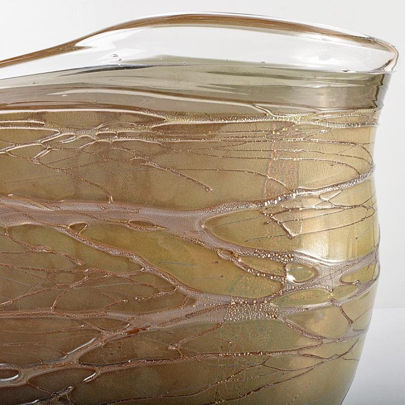 マロン富山ガラス作家安田泰三作　花器　「さざなみ」　共箱　M　R5860B