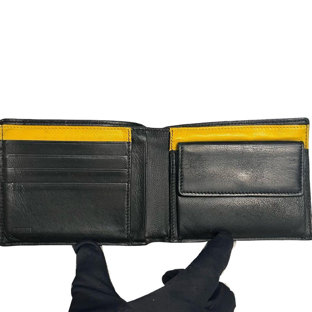 レア✨フェンディ 二つ折り財布 FFロゴ ズッカ エンボス レザー バイカラー