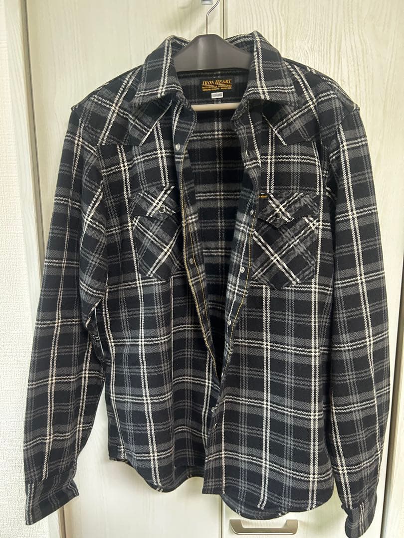 IRON HEART ネルシャツ XXX-LARGE ブラック/ホワイトチェック