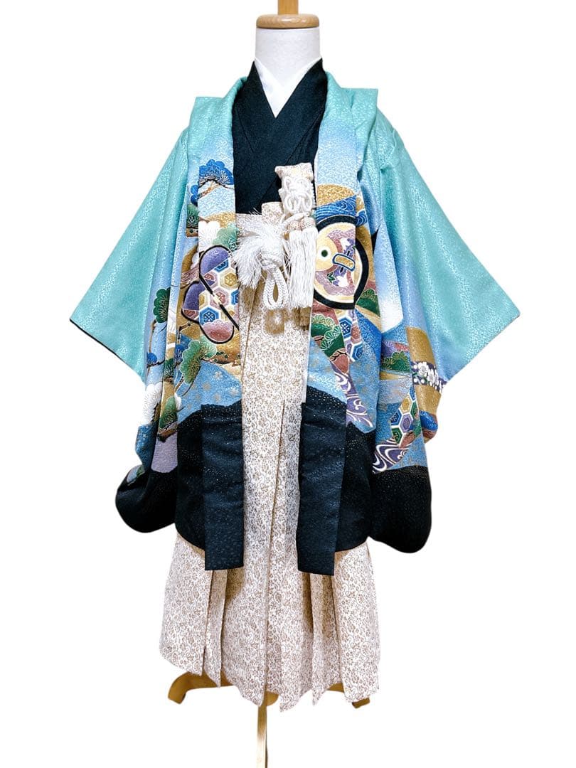 希少カラー♡七五三　5歳　男の子　フルセット　一式　ミントグリーン　刺繍　鷹