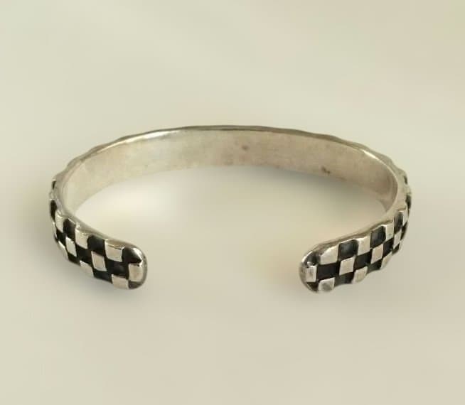 作家物 市松模様 バングル シルバー925