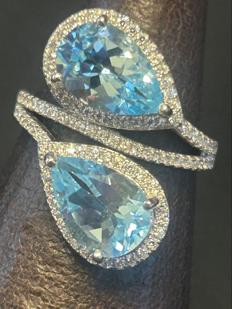 ハートちゃん❣️天然ブルートパーズデザインリング16 18号