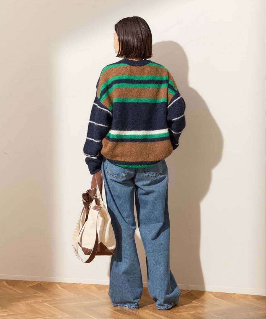 L'ESSAGE ウールシャギーMIXボーダープルオーバー