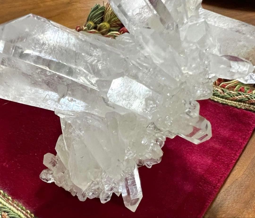 【高品質】水晶クラスター原石　960g ダブルポイント 高透明結晶　天然石