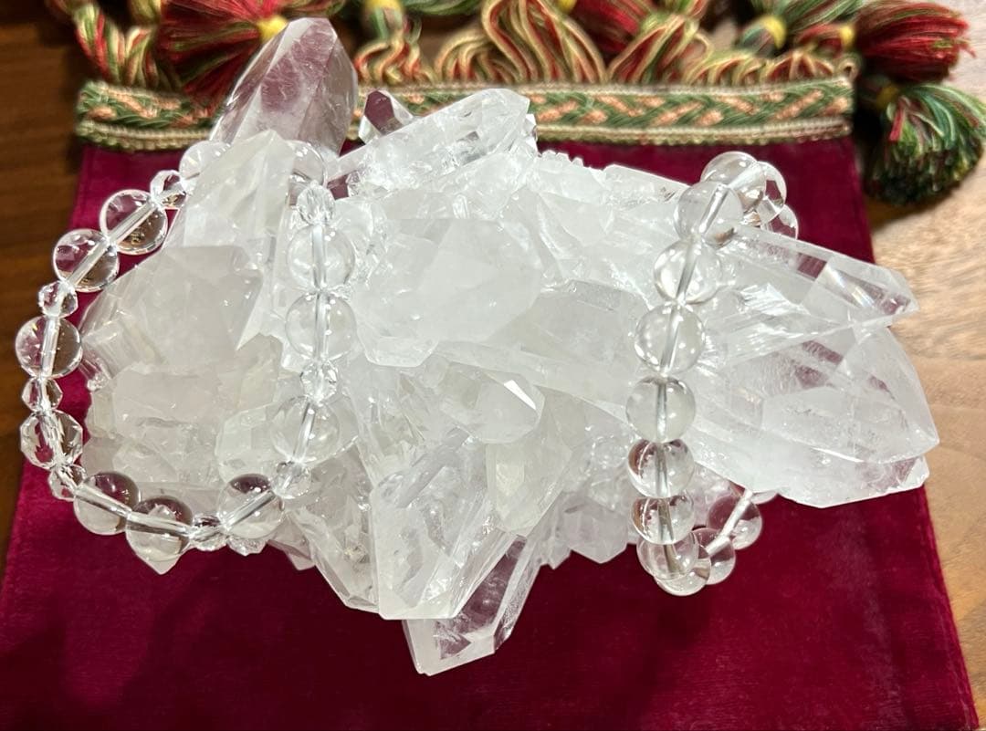 【高品質】水晶クラスター原石　960g ダブルポイント 高透明結晶　天然石