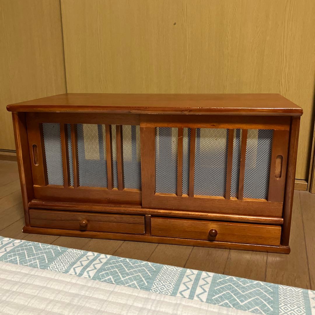 蝿帳/蠅帳 両面開き 引き出し付き 棚/食器棚 家具