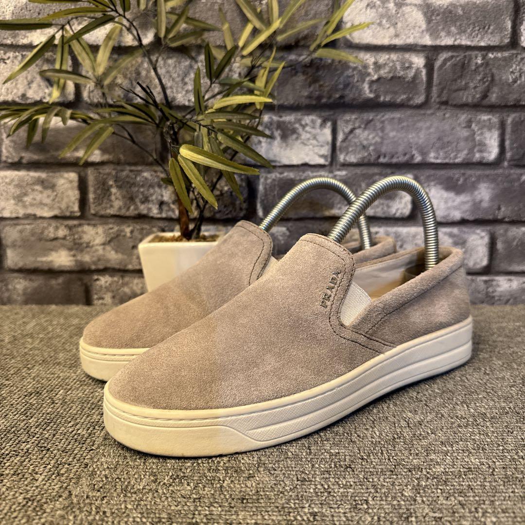 プラダ スリッポン スニーカー レディース グレー 36