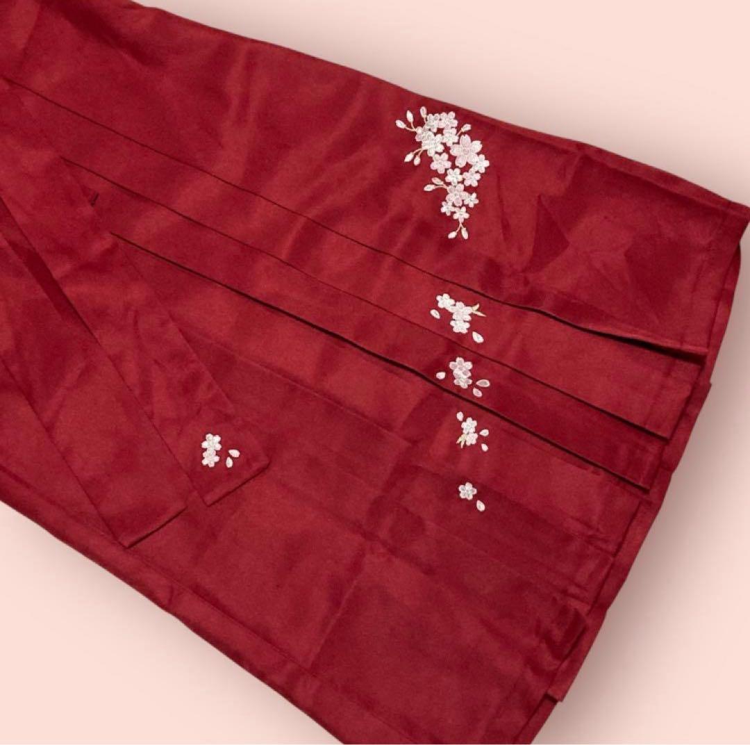 キャサリンコテージ　 黒　着物　えんじ袴　セット　桜　刺繍　和装　ハイカラさん