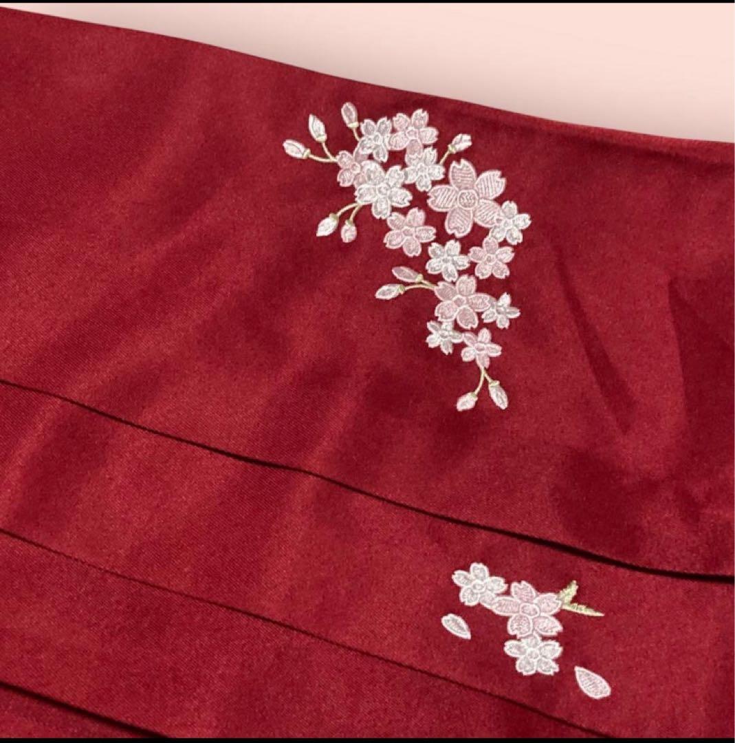 キャサリンコテージ　 黒　着物　えんじ袴　セット　桜　刺繍　和装　ハイカラさん