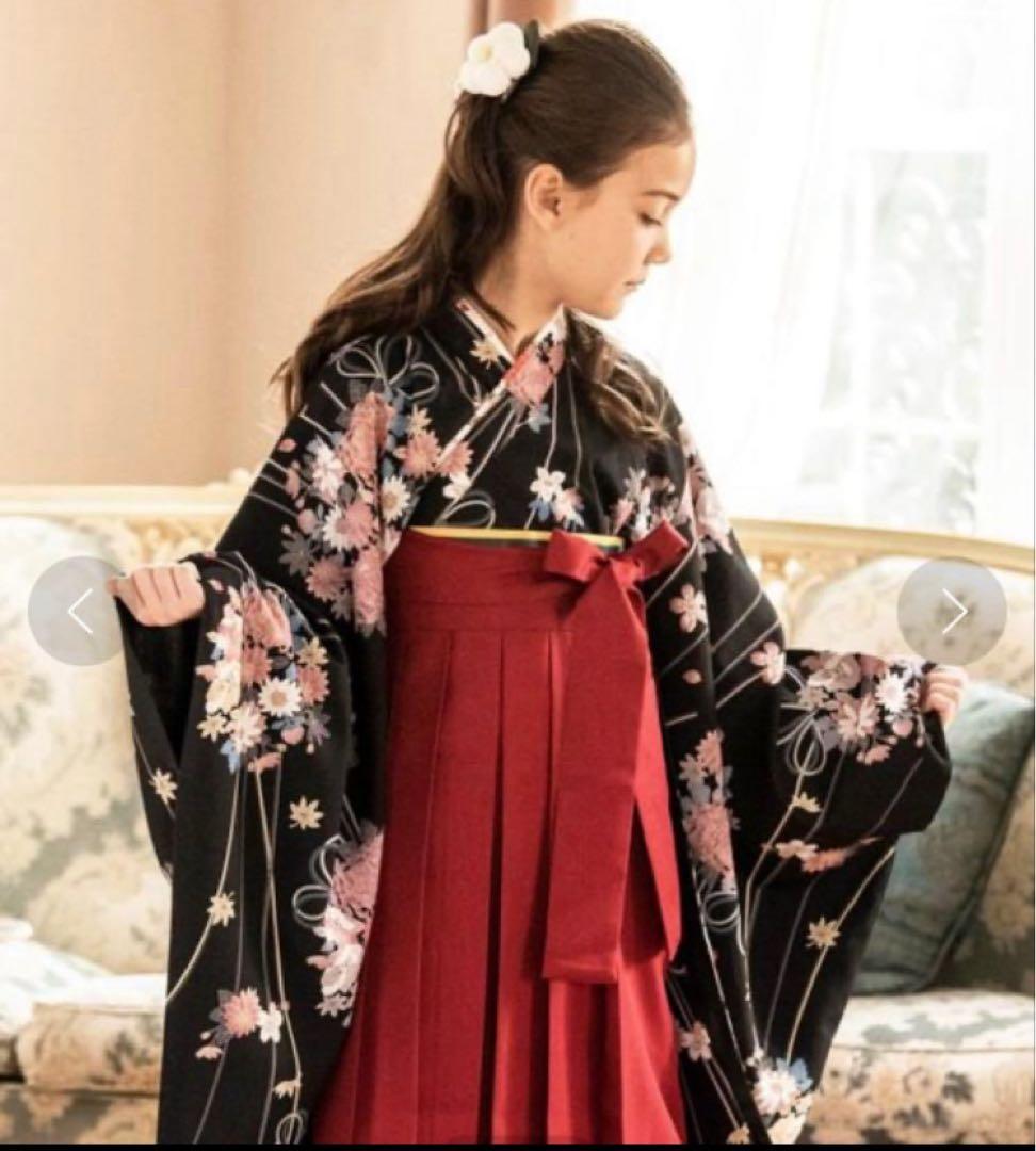 キャサリンコテージ　 黒　着物　えんじ袴　セット　桜　刺繍　和装　ハイカラさん