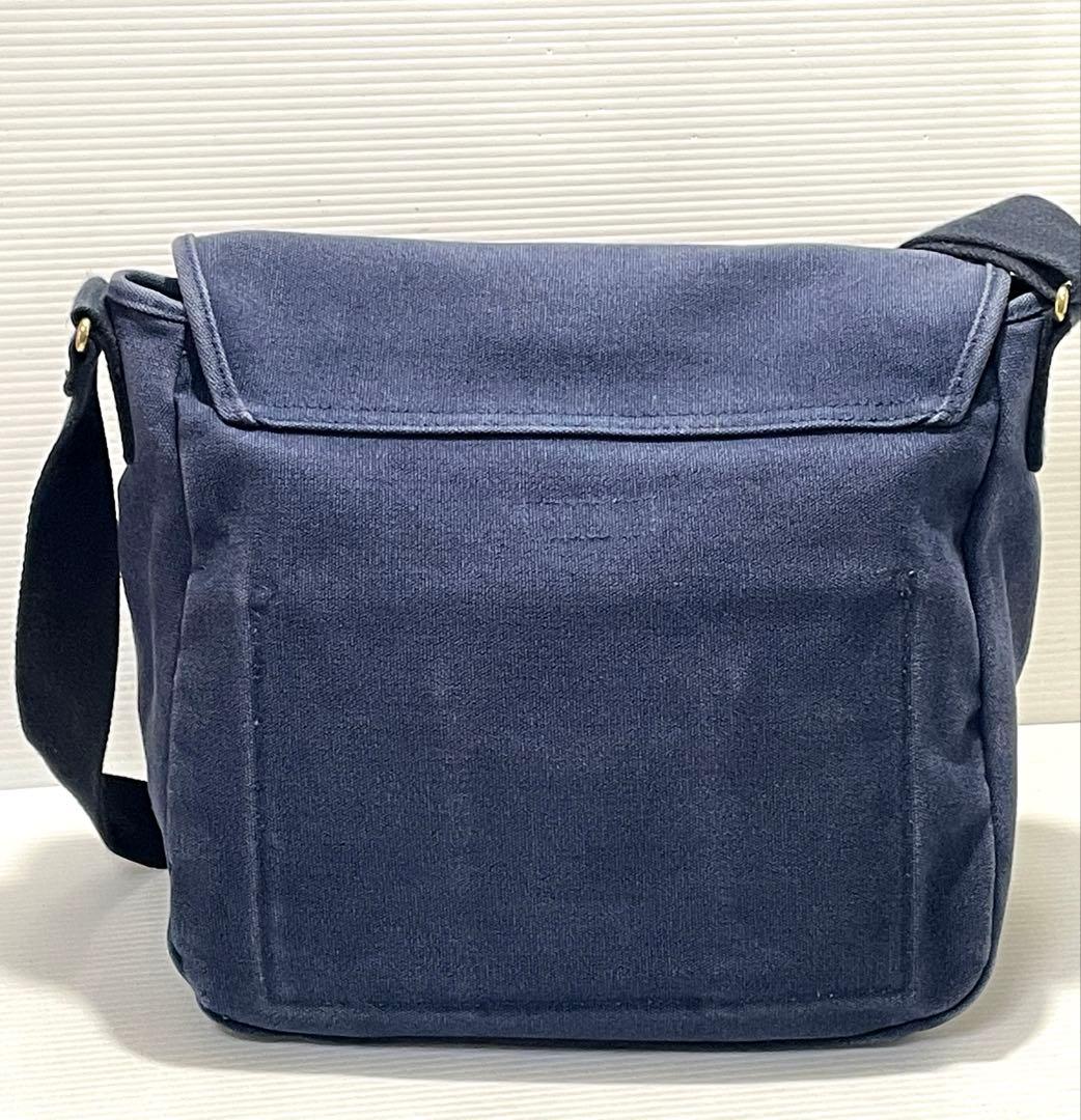 美品 POLOラルフローレン 斜め掛けメッセンジャーバッグ ネイビー刺繍ロゴ