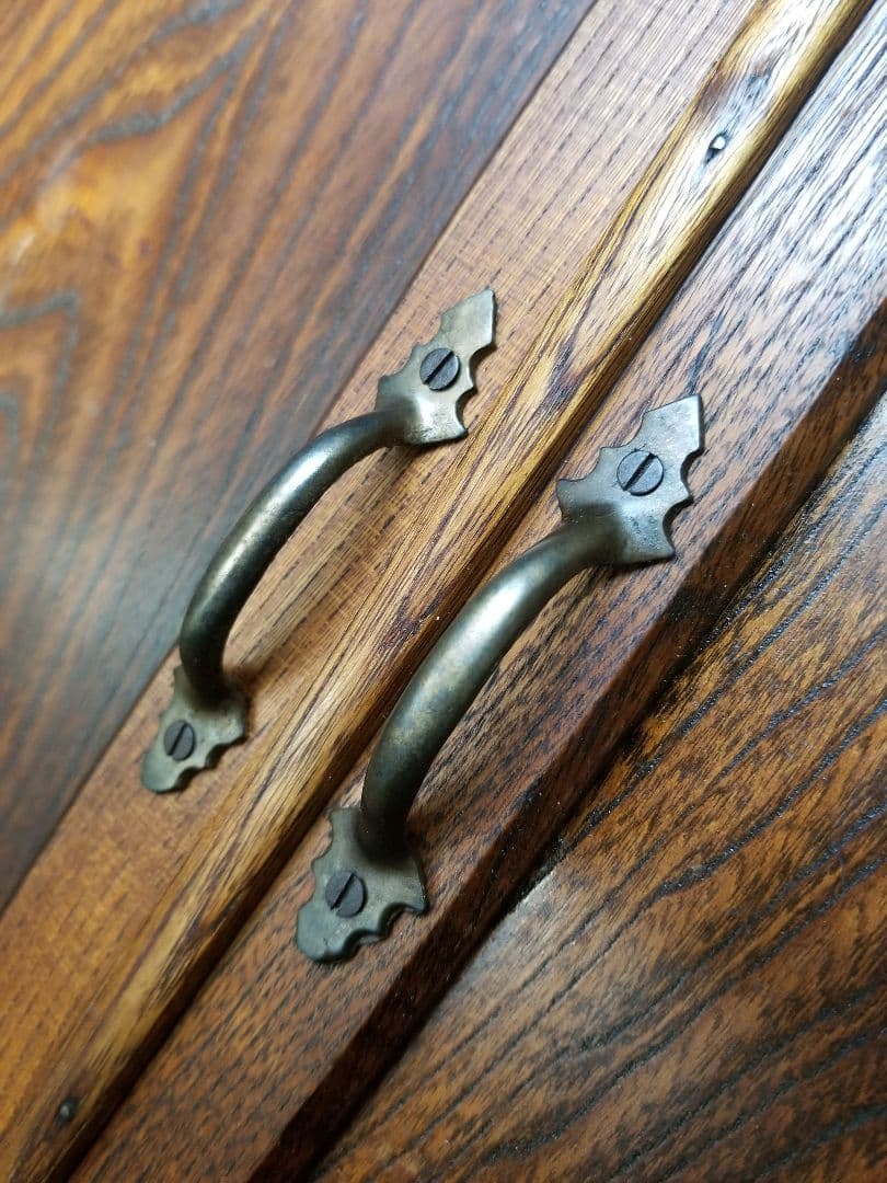 希少　大正　モダン　欅　無垢　アンティーク　レター　ラック　書類　小物入れ　鍵付