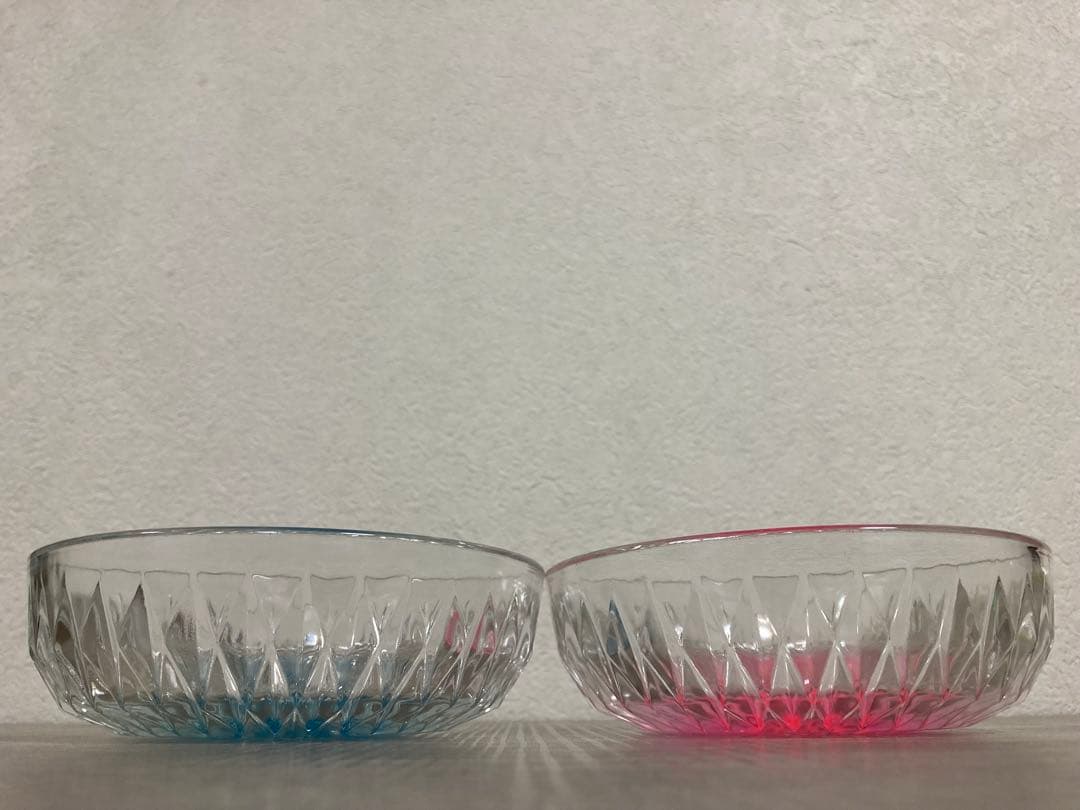 ガラス鉢 そうめん鉢 デザート サラダ ピンク 青 緑 黄色 4個セット レトロ