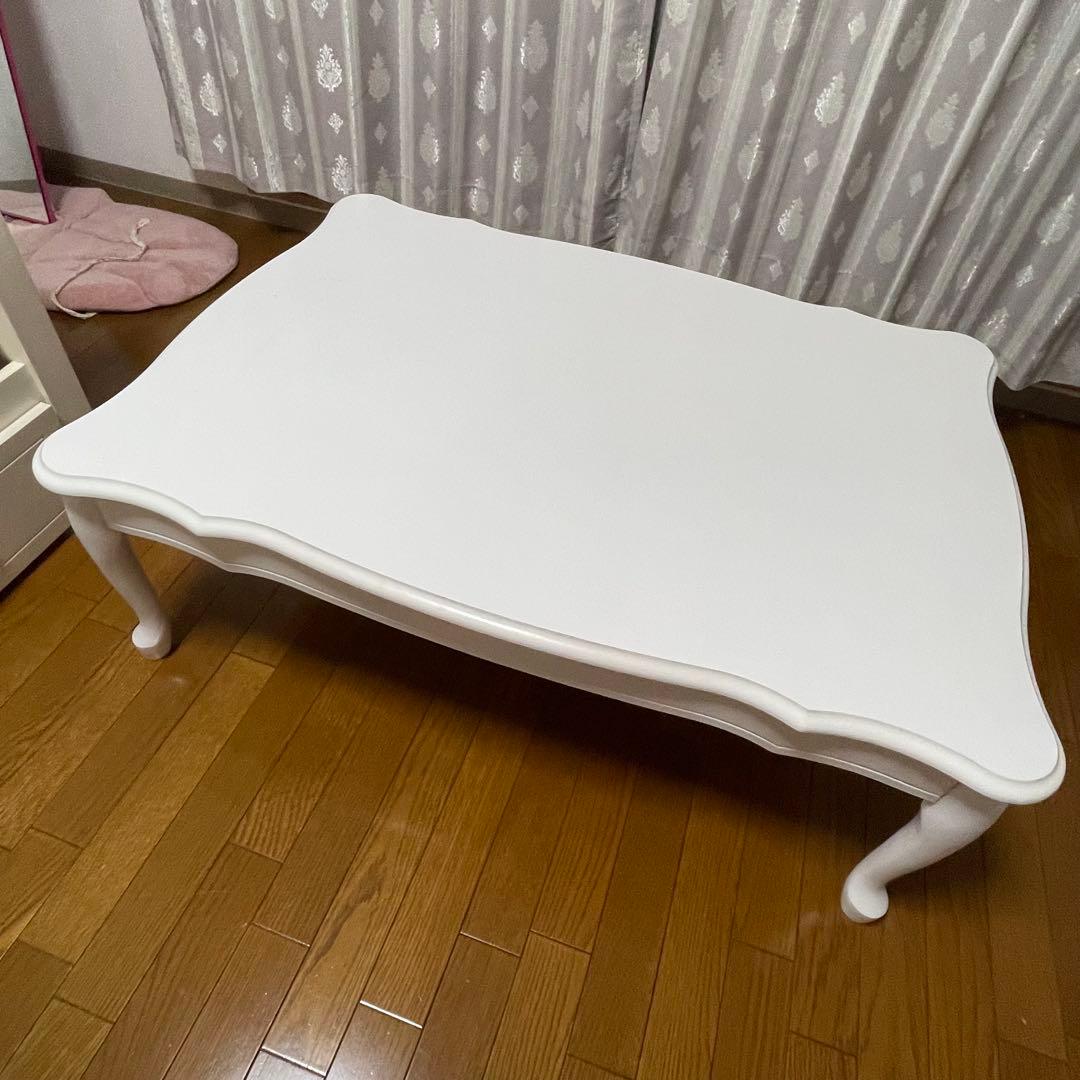 【10月20日頃迄】猫足テーブル 白テーブル 折りたたみ可