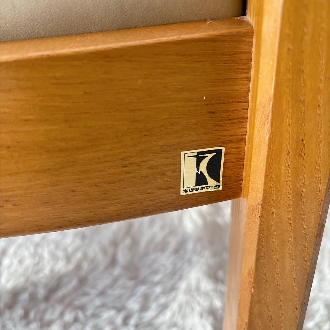 2脚セット】飛騨産業　キツツキマーク ダイニングチェア 座面レザー 高さ低め