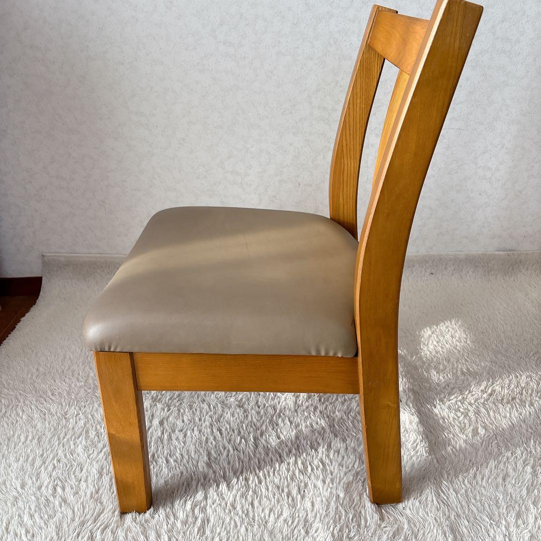 2脚セット】飛騨産業　キツツキマーク ダイニングチェア 座面レザー 高さ低め