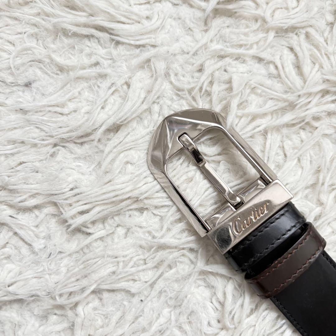 良品　カルティエ　リバーシブルベルト　アルディロン　男女兼用　シルバー金具