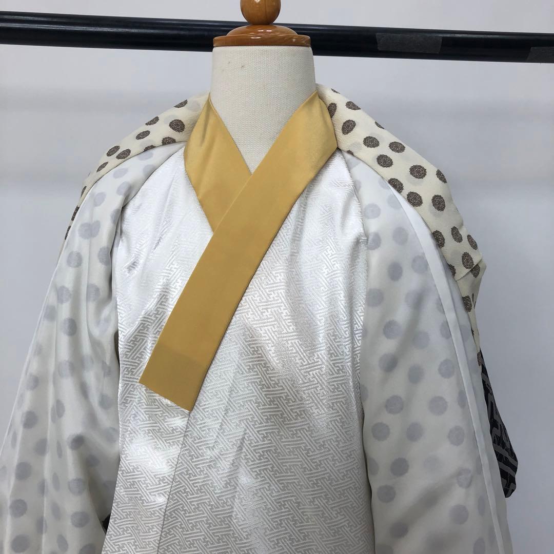 七五三★男児　羽織　着物　袴セット★3歳～5歳 ★黒　白★水玉★　 u-342