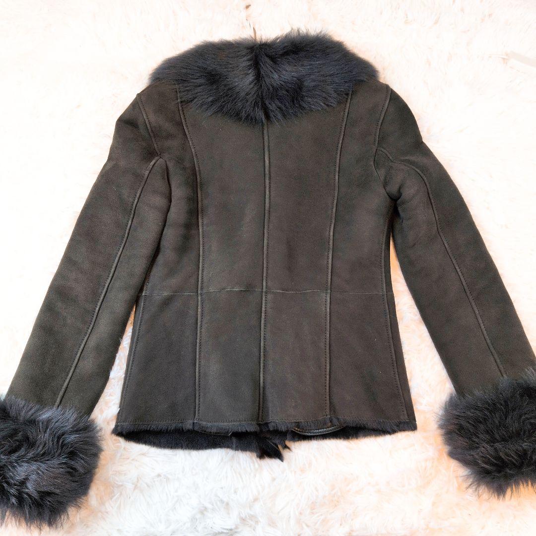 美品☆ アルマーニ ファー付き スエード ムートン ダブルライダースジャケット