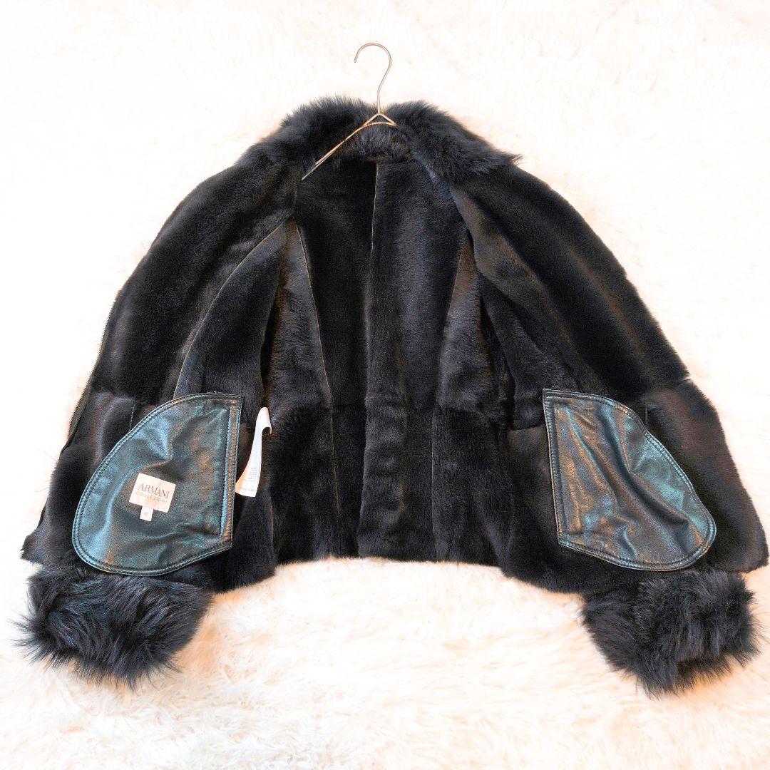 美品☆ アルマーニ ファー付き スエード ムートン ダブルライダースジャケット